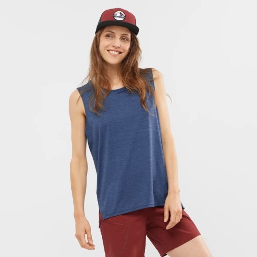 Navy Salomon Outline Summer Women's Tanks | IE TW2706